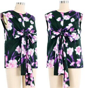 DRIES VAN NOTEN Floral Top with Wrap Bow